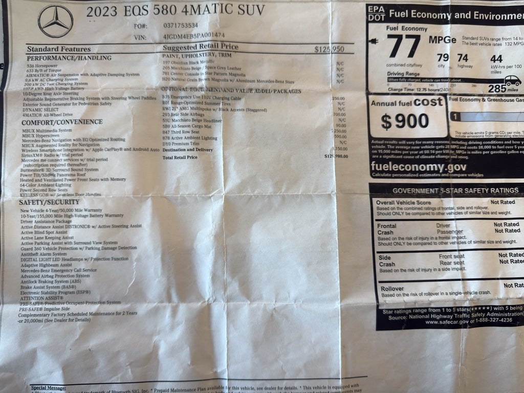 2023 Mercedes-Benz EQS 580 SUV 4MATIC®