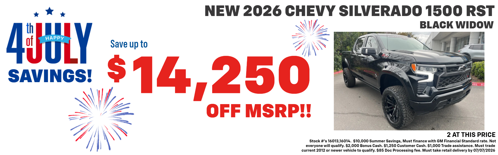 SILVERADO 1500 BLACK WIDOW OFFER AT PLATINUM CHEVROLET