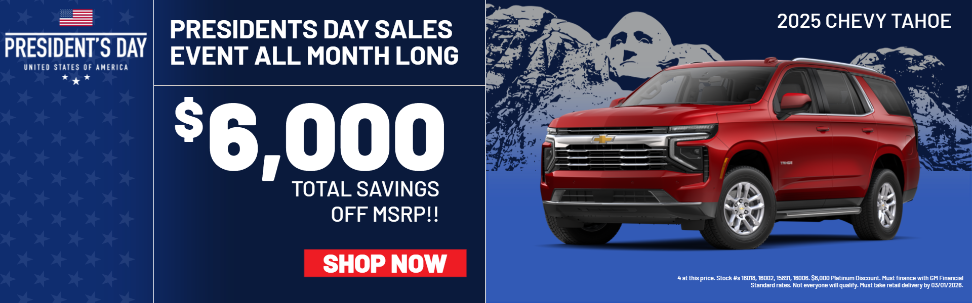 TAHOE OFFERS AT PLATINUM CHEVROLET