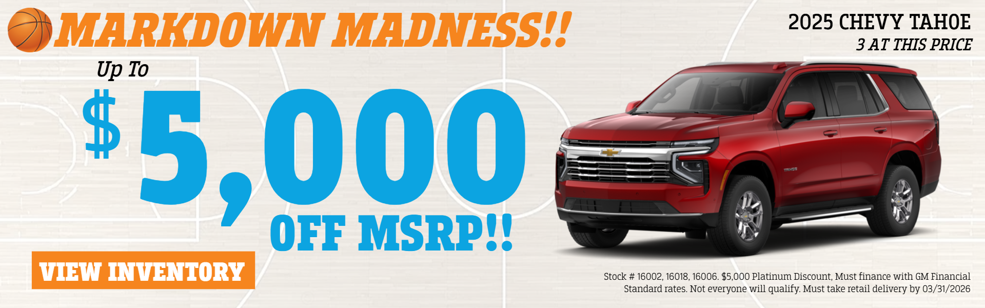 TAHOE OFFERS AT PLATINUM CHEVROLET