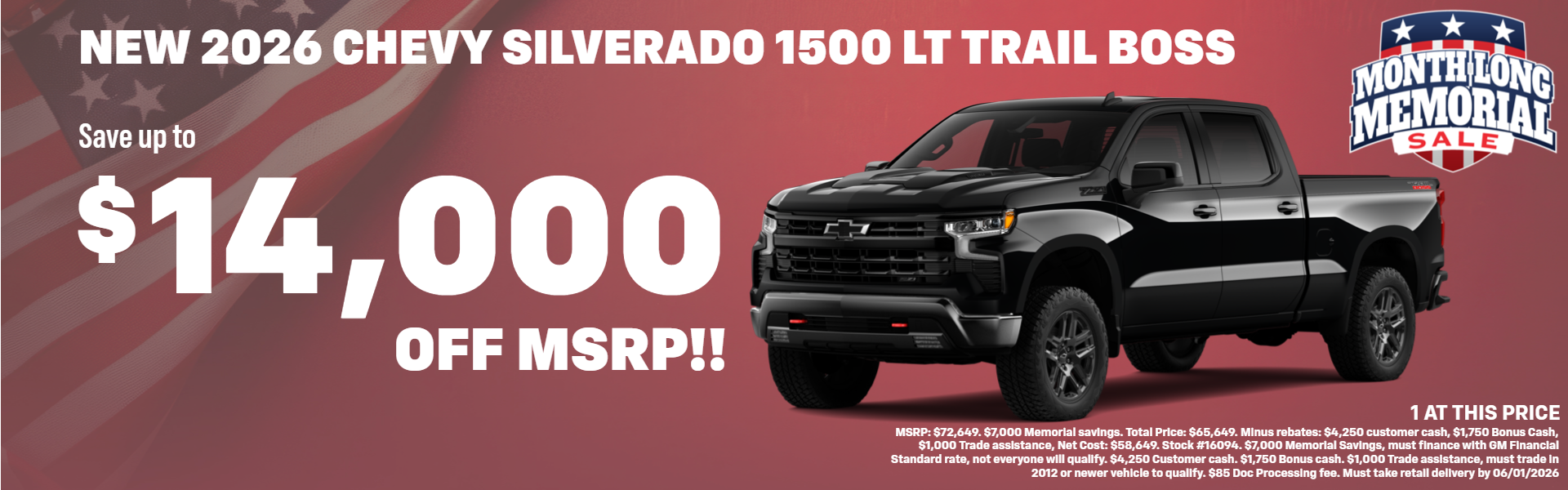 SILVERADO 1500 OFFER AT PLATINUM CHEVROLET