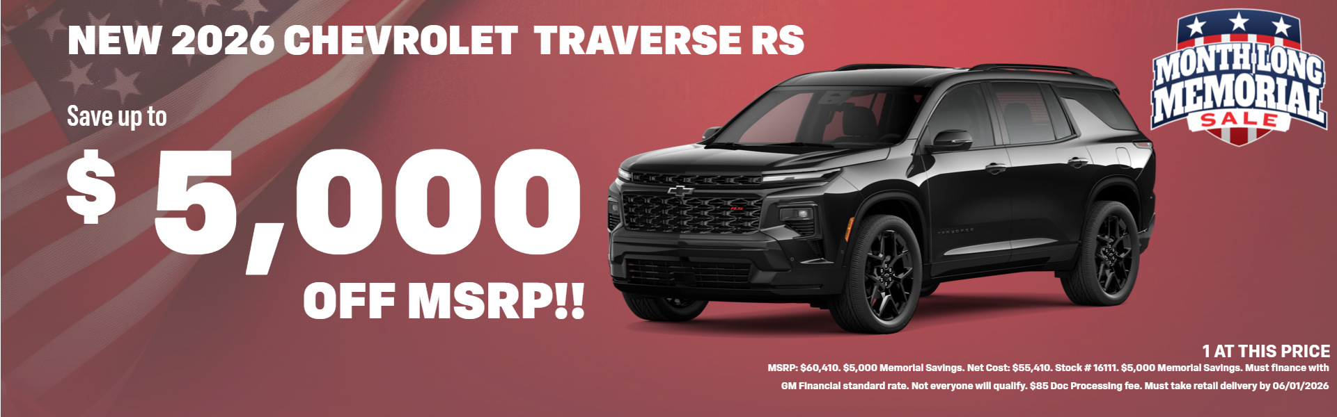 TRAVERSE OFFER AT PLATINUM CHEVROLET