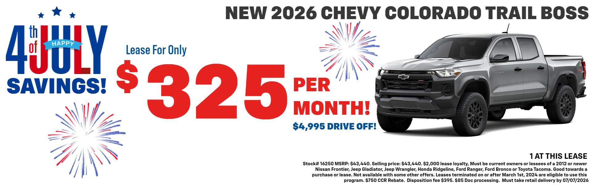 COLORADO LEASE OFFER AT PLATINUM CHEVROLET