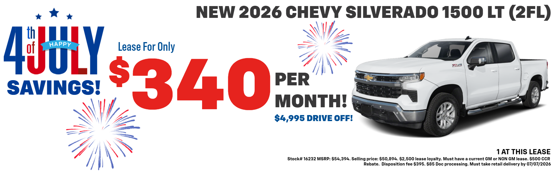 SILVERADO 1500 LEASE OFFER AT PLATINUM CHEVROLET