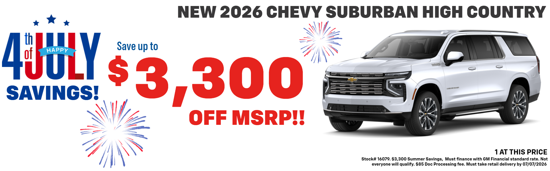 SUBURBAN OFFER AT PLATINUM CHEVROLET
