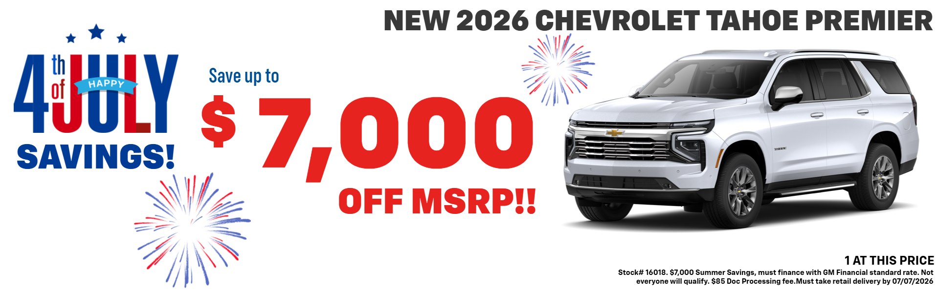 TAHOE OFFER AT PLATINUM CHEVROLET
