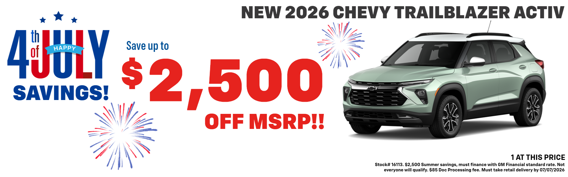 TRAILBLAZER OFFER AT PLATINUM CHEVROLET