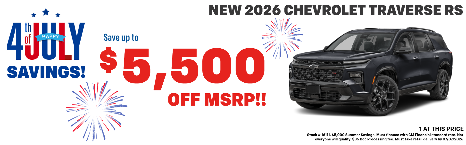 TRAVERSE OFFER AT PLATINUM CHEVROLET